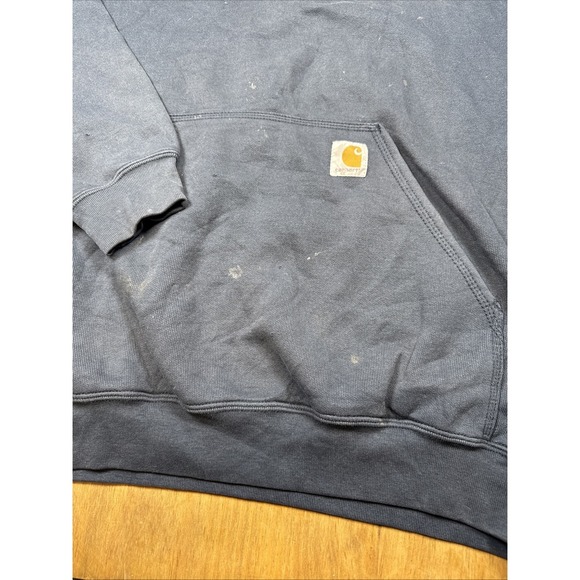 Carhartt K288 Long Sleeve Hoodie Mens L Navy Blue Distressed Workwear Grunge - Picture 10 of 16